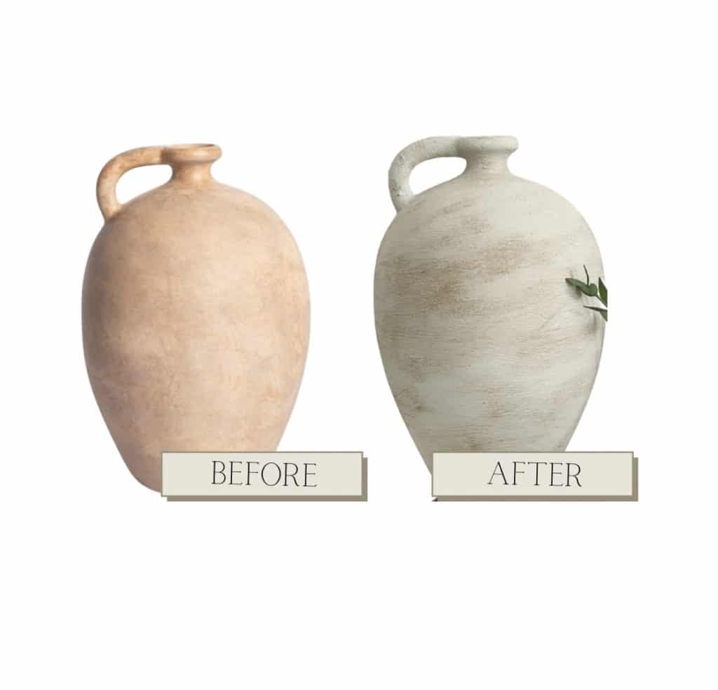 Before and after aged vase