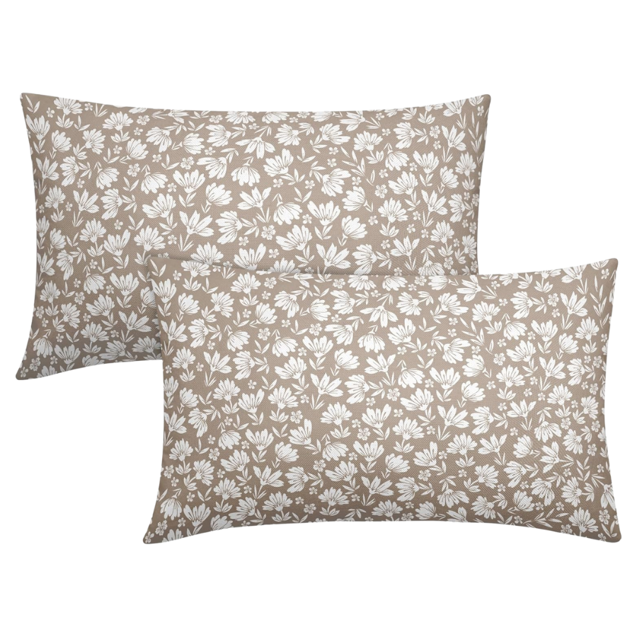 Daisy floral 12x20 pillow cover- khaki/beige